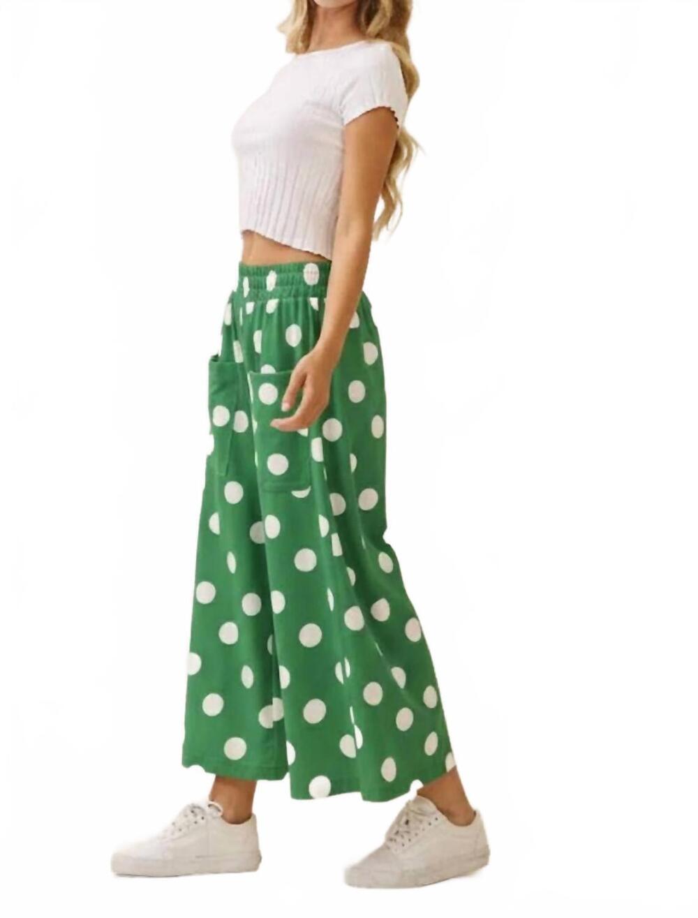 NEW ODDI polka dot dream pants in green white